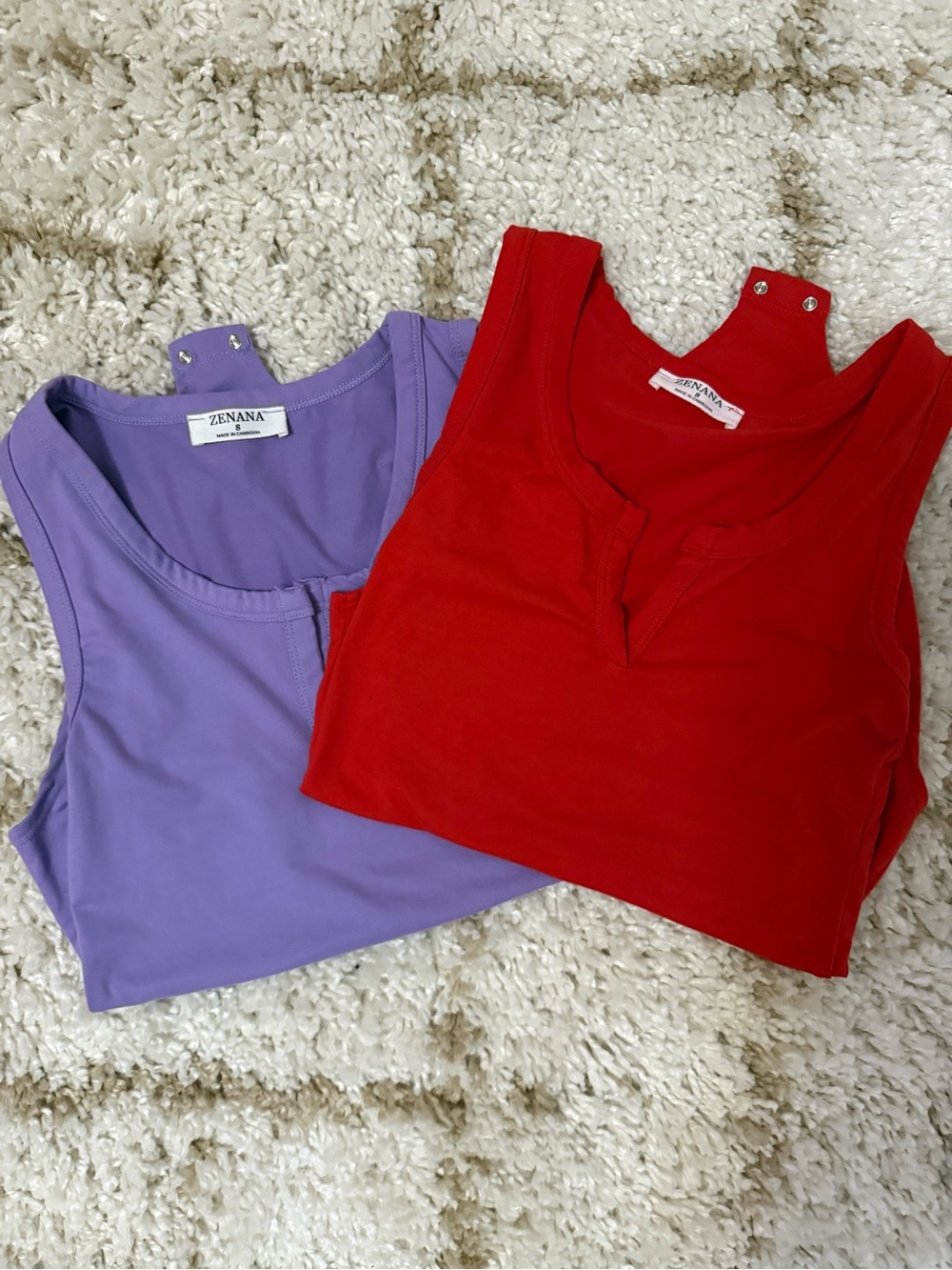 Zenana Women’s Sleeveless V-Neck Tank Top - Red & Lavender